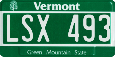 VT license plate LSX493