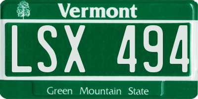 VT license plate LSX494