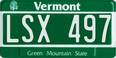 VT license plate LSX497