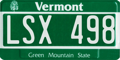 VT license plate LSX498