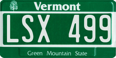 VT license plate LSX499