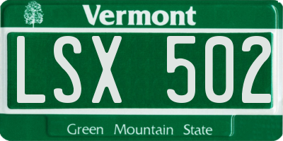 VT license plate LSX502