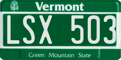 VT license plate LSX503