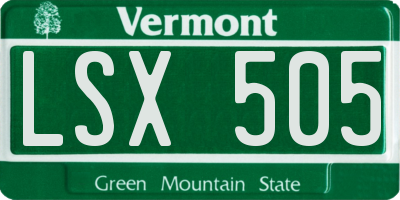 VT license plate LSX505