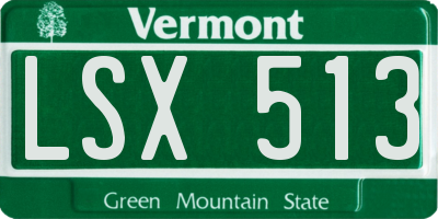 VT license plate LSX513