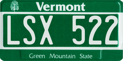 VT license plate LSX522