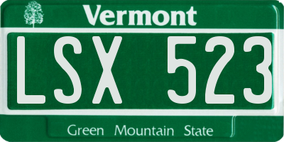 VT license plate LSX523
