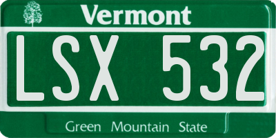 VT license plate LSX532