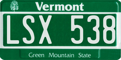 VT license plate LSX538