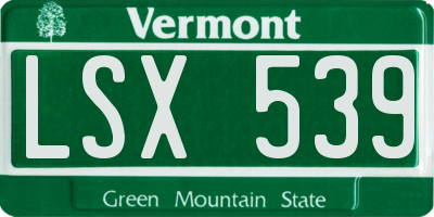 VT license plate LSX539