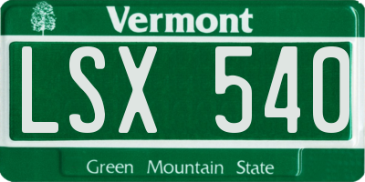 VT license plate LSX540