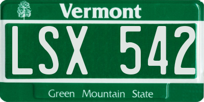 VT license plate LSX542
