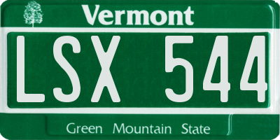 VT license plate LSX544