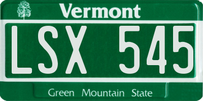 VT license plate LSX545