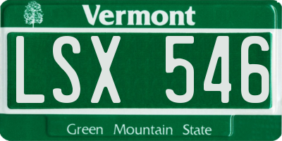 VT license plate LSX546