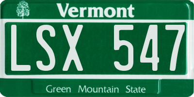 VT license plate LSX547