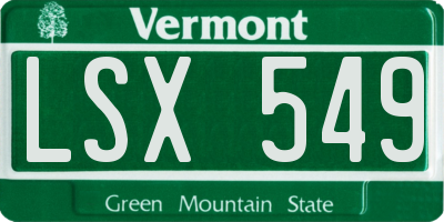 VT license plate LSX549