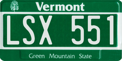 VT license plate LSX551
