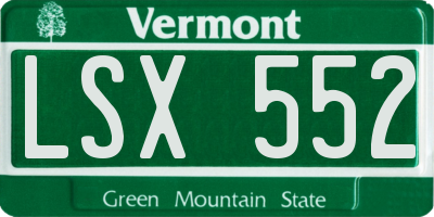 VT license plate LSX552