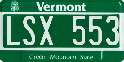 VT license plate LSX553