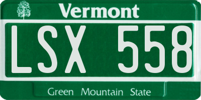 VT license plate LSX558