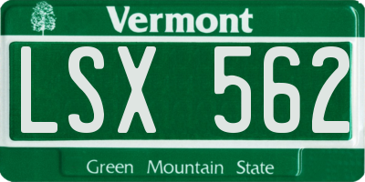 VT license plate LSX562