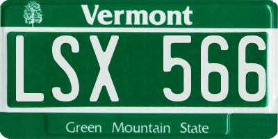 VT license plate LSX566