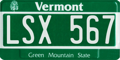 VT license plate LSX567