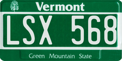 VT license plate LSX568