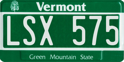 VT license plate LSX575