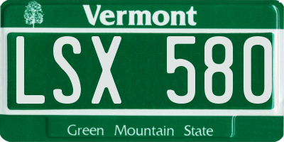 VT license plate LSX580