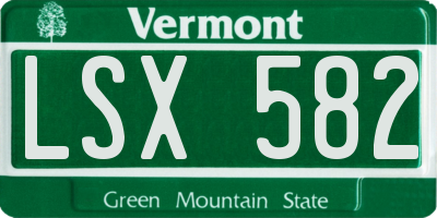 VT license plate LSX582
