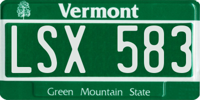 VT license plate LSX583
