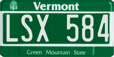 VT license plate LSX584