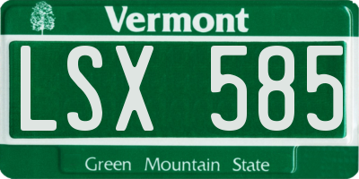 VT license plate LSX585