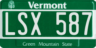 VT license plate LSX587