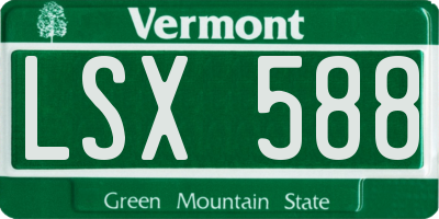 VT license plate LSX588