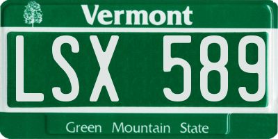 VT license plate LSX589