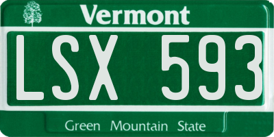 VT license plate LSX593