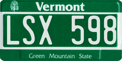 VT license plate LSX598