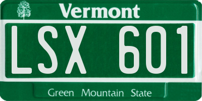 VT license plate LSX601