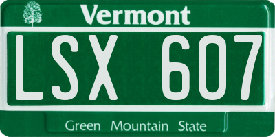 VT license plate LSX607