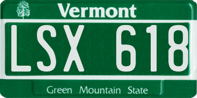 VT license plate LSX618