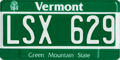 VT license plate LSX629