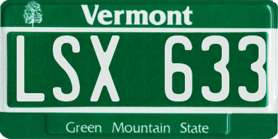 VT license plate LSX633