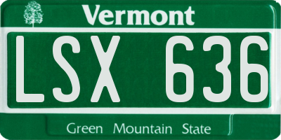 VT license plate LSX636