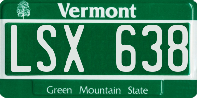VT license plate LSX638