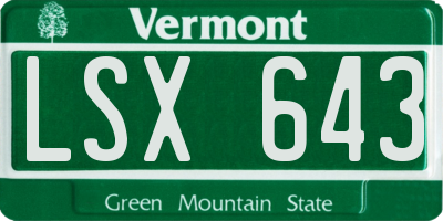 VT license plate LSX643