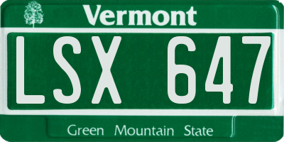 VT license plate LSX647