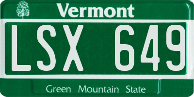VT license plate LSX649